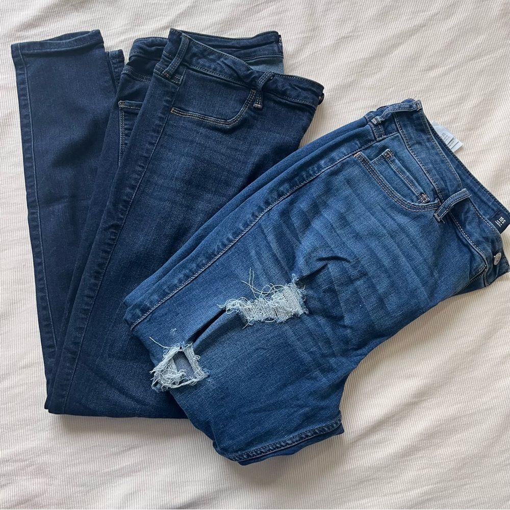 Hollister Womens Jeans Casual Blue Denim Ripped Curvy Used 15S/R W32 L24/28